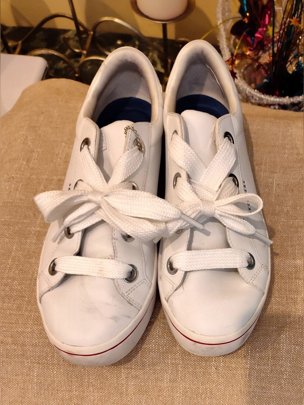 Ladies SKECHERS White Low-Top Casual Sneakers